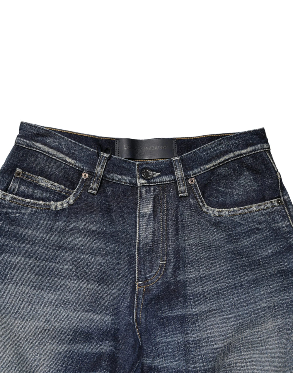 Dolce & Gabbana Blue Cotton Distressed Denim Bermuda Shorts - IT44 | XS