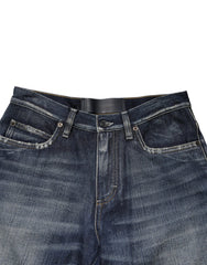 Dolce & Gabbana Blue Cotton Distressed Denim Bermuda Shorts - IT44 | XS