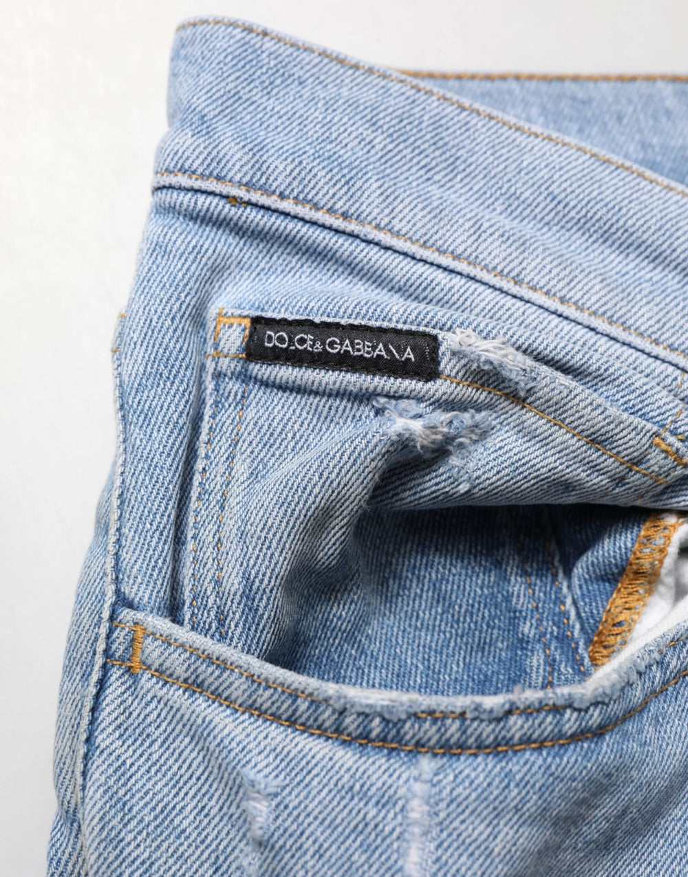 Dolce & Gabbana Blue Cotton Distressed Slim Fit Denim Jeans - IT52 | XL