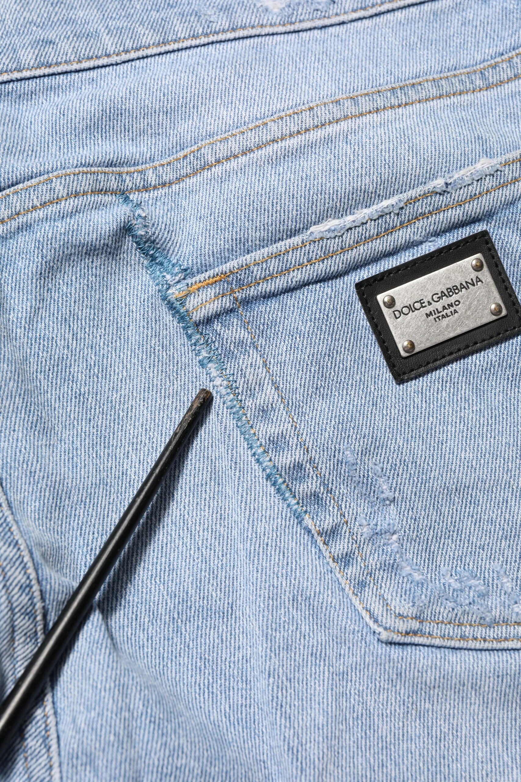 Dolce & Gabbana Blue Cotton Distressed Slim Fit Denim Jeans - IT52 | XL - Jeans