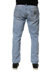 Dolce & Gabbana Blue Cotton Distressed Slim Fit Denim Jeans - IT52 | XL