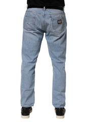 Dolce & Gabbana Blue Cotton Distressed Slim Fit Denim Jeans - IT52 | XL - Jeans