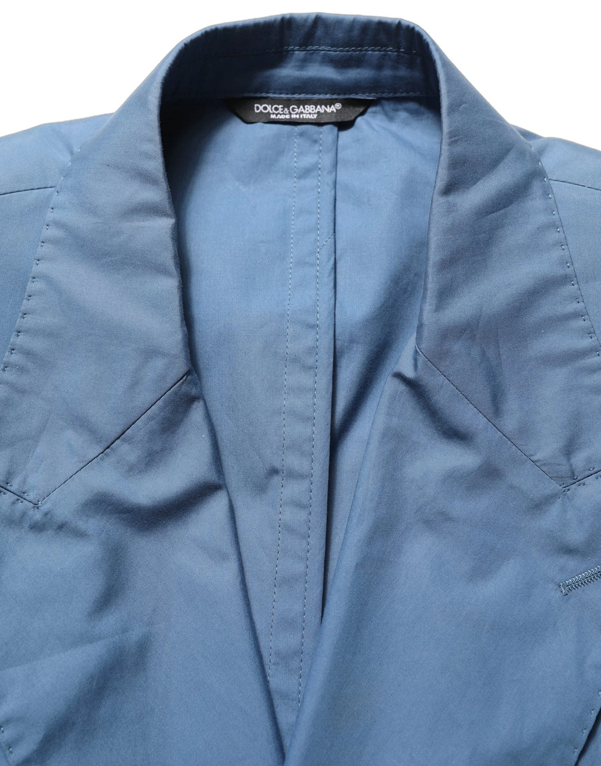 Dolce & Gabbana Blue Cotton Double Breasted Men Coat Blazer - IT52 | XL