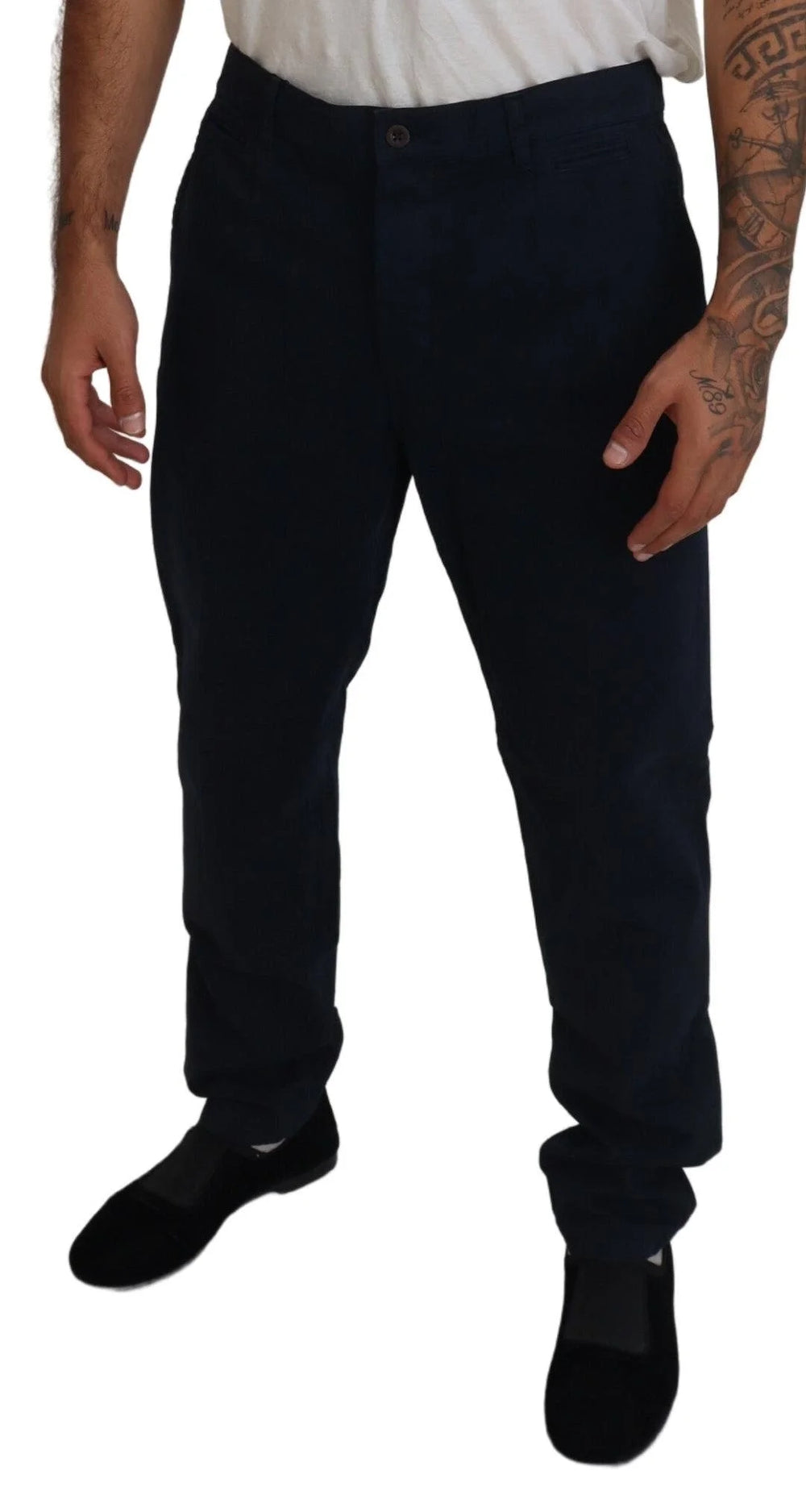 Dolce & Gabbana Blue Cotton Dress Formal Men Pants - IT52 | L - Chinos