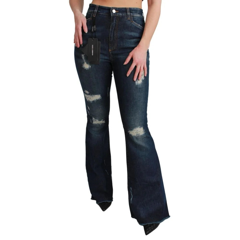 Dolce & Gabbana Blue Cotton Flared Jeans - IT38