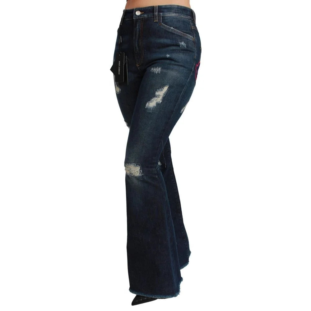 Dolce & Gabbana Blue Cotton Flared Jeans - IT38