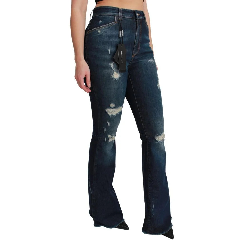 Dolce & Gabbana Blue Cotton Flared Jeans - IT38