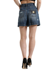 Dolce & Gabbana Blue Cotton High Waist Denim Hot Pants Shorts - IT36 | XS - Denim Shorts