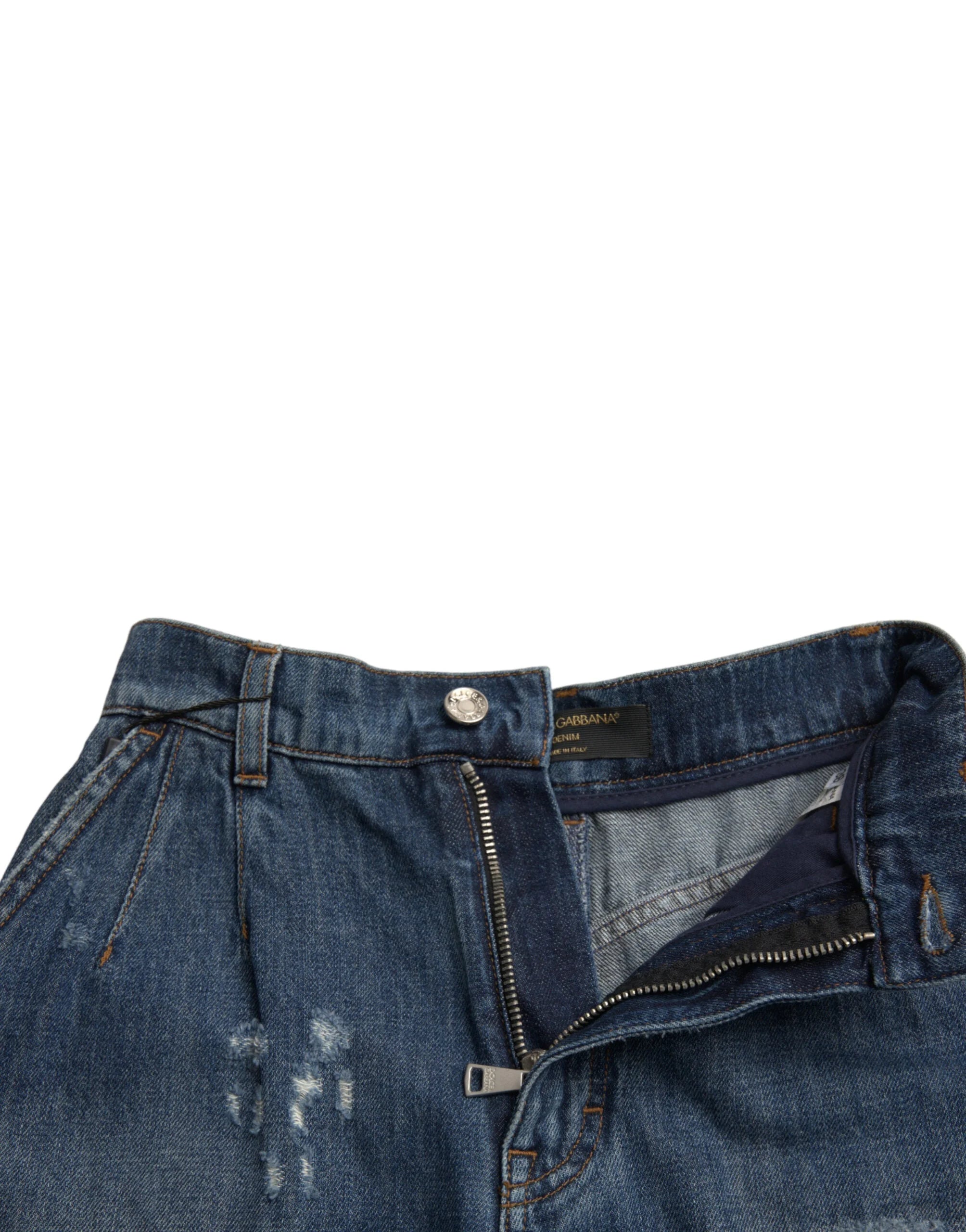 Dolce & Gabbana Blue Cotton High Waist Denim Hot Pants Shorts - IT36 | XS - Denim Shorts