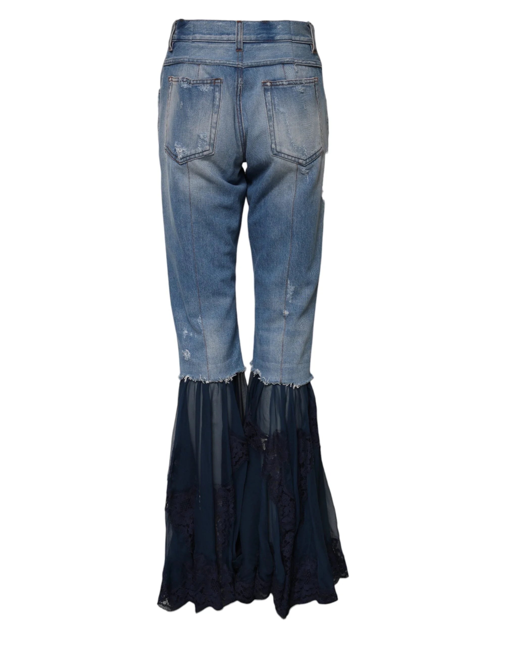 Dolce & Gabbana Blue Cotton High Waist Flared Denim Jeans - IT40|S - Jeans