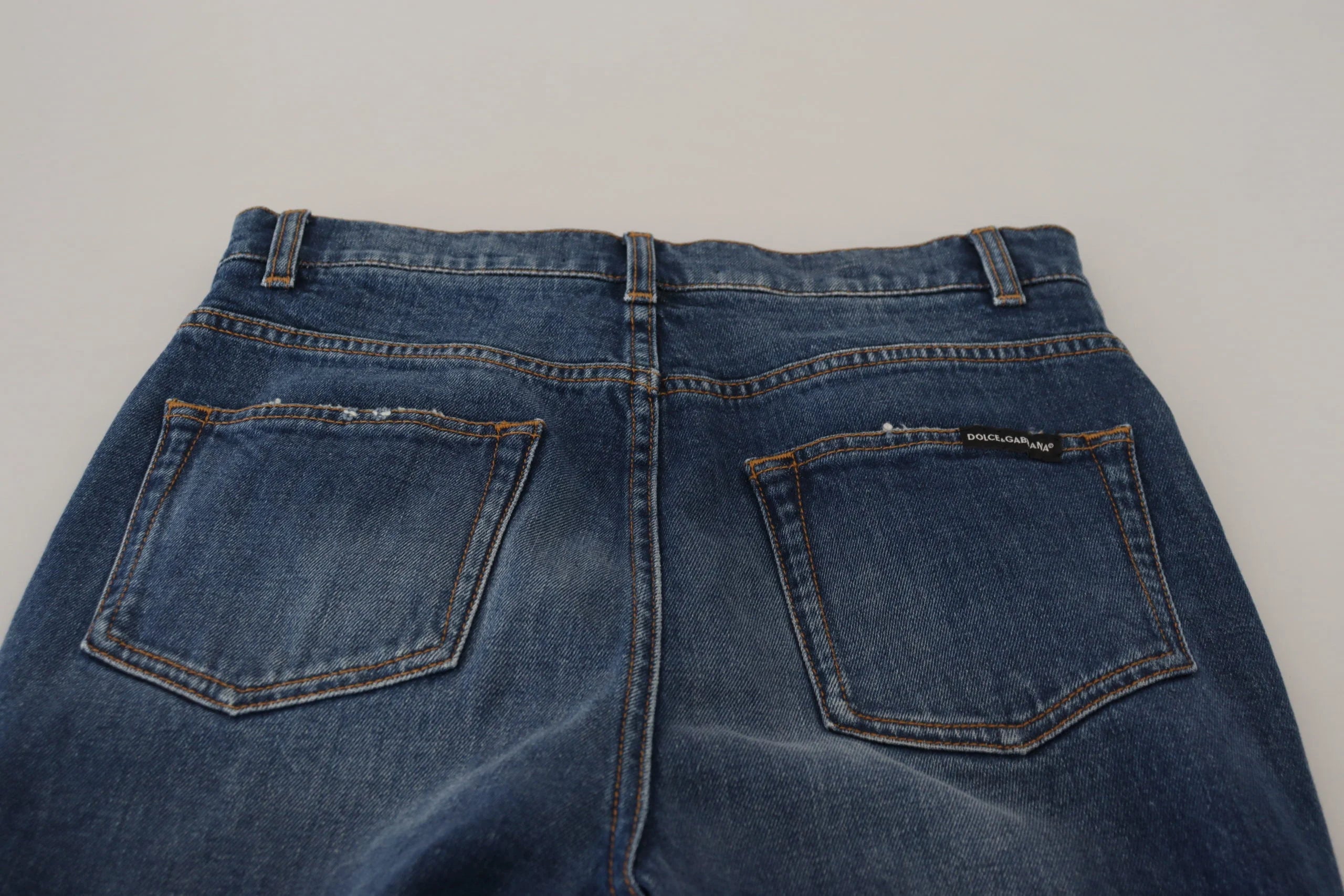 Dolce & Gabbana Blue Cotton High Waist Skinny Denim Jeans - IT40|S - Jeans