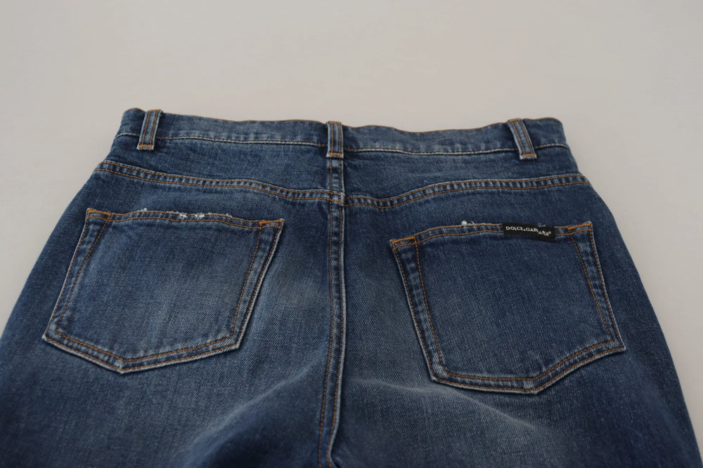 Dolce & Gabbana Blue Cotton High Waist Skinny Denim Jeans - IT40|S - Jeans