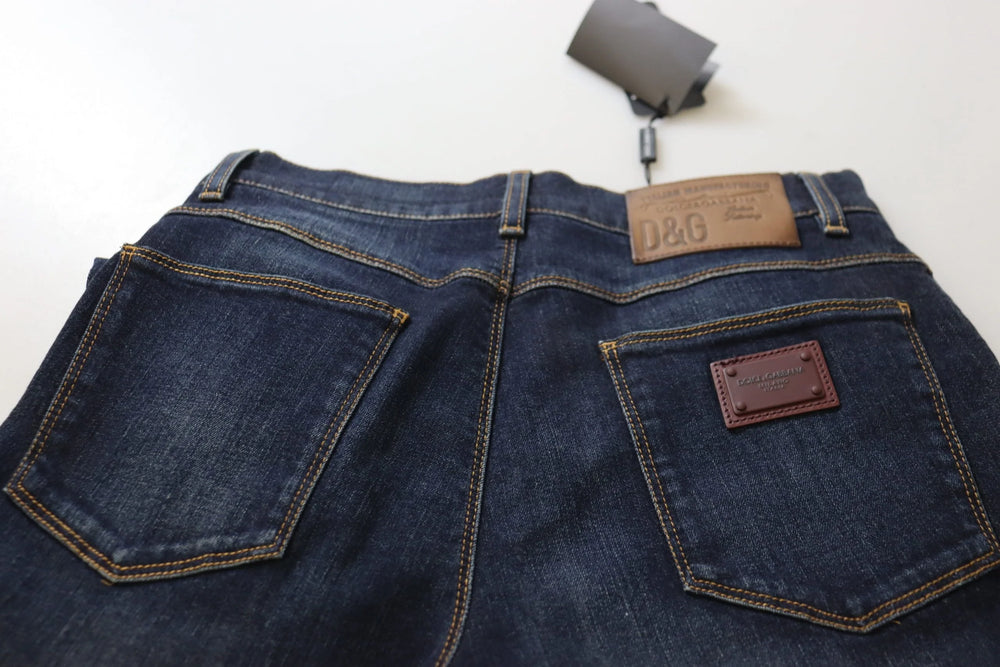 Dolce & Gabbana Blue Cotton High Waist Skinny Denim Jeans - IT44|L - Jeans