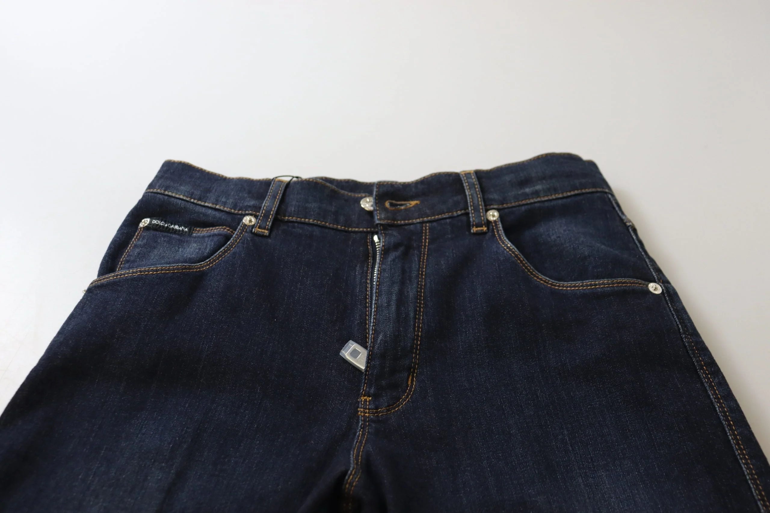 Dolce & Gabbana Blue Cotton High Waist Skinny Denim Jeans - IT44|L - Jeans