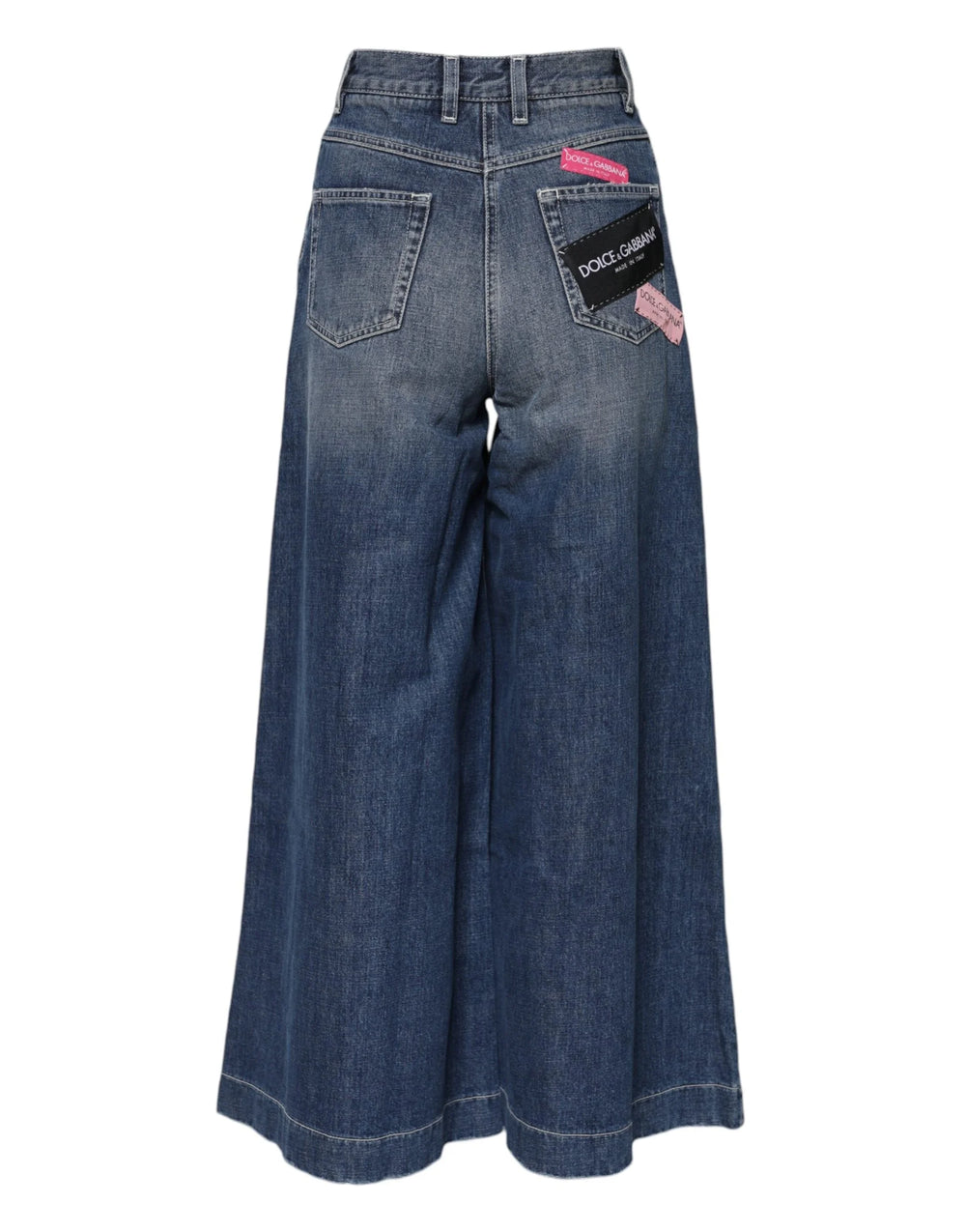 Dolce & Gabbana Blue Cotton High Waist Wide Leg Denim Jeans - IT36|XXS