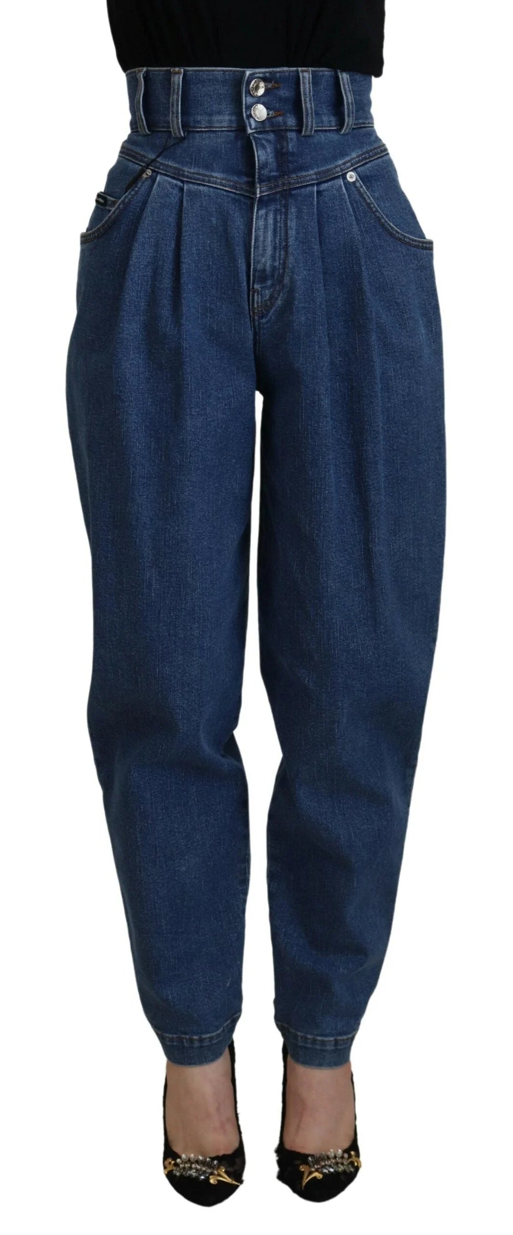 Dolce & Gabbana Blue Cotton High-Waisted Jean - IT42