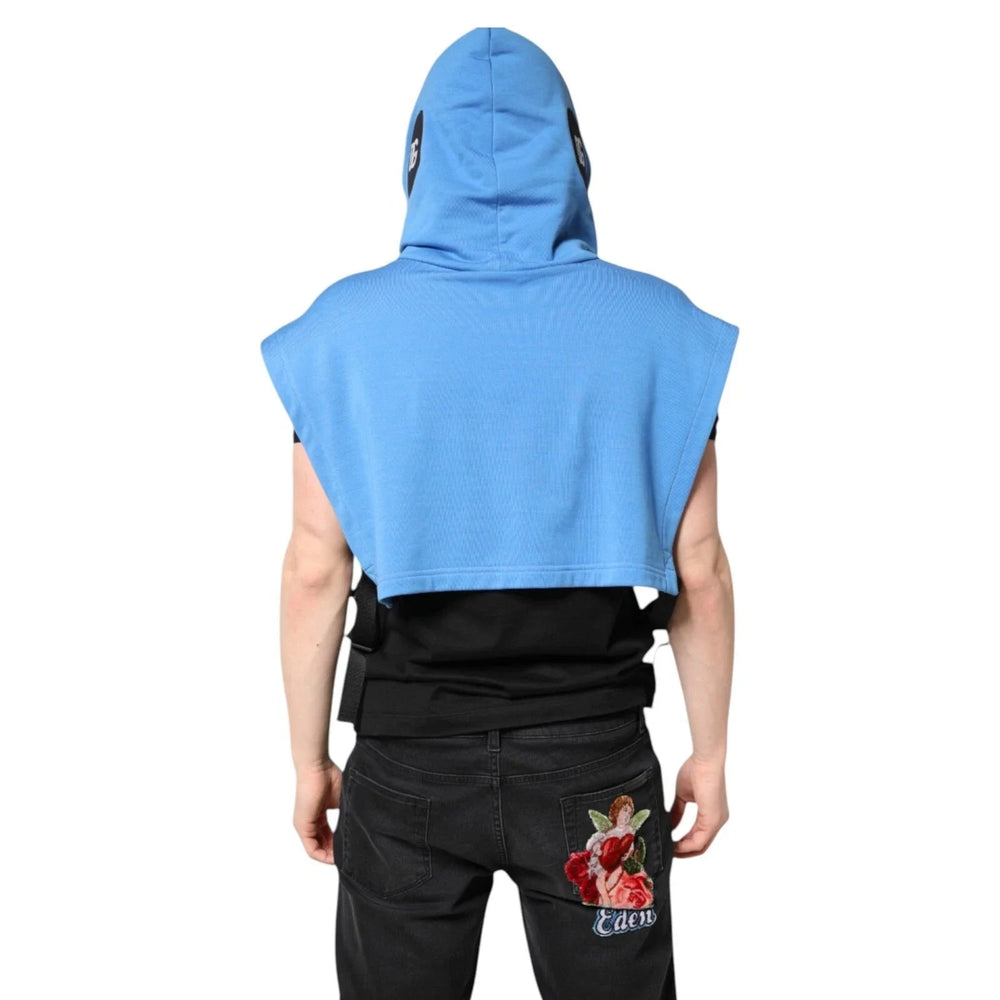 Dolce & Gabbana Blue Cotton Hooded Men Sportswear One Size Vest - One Size - Hoodies