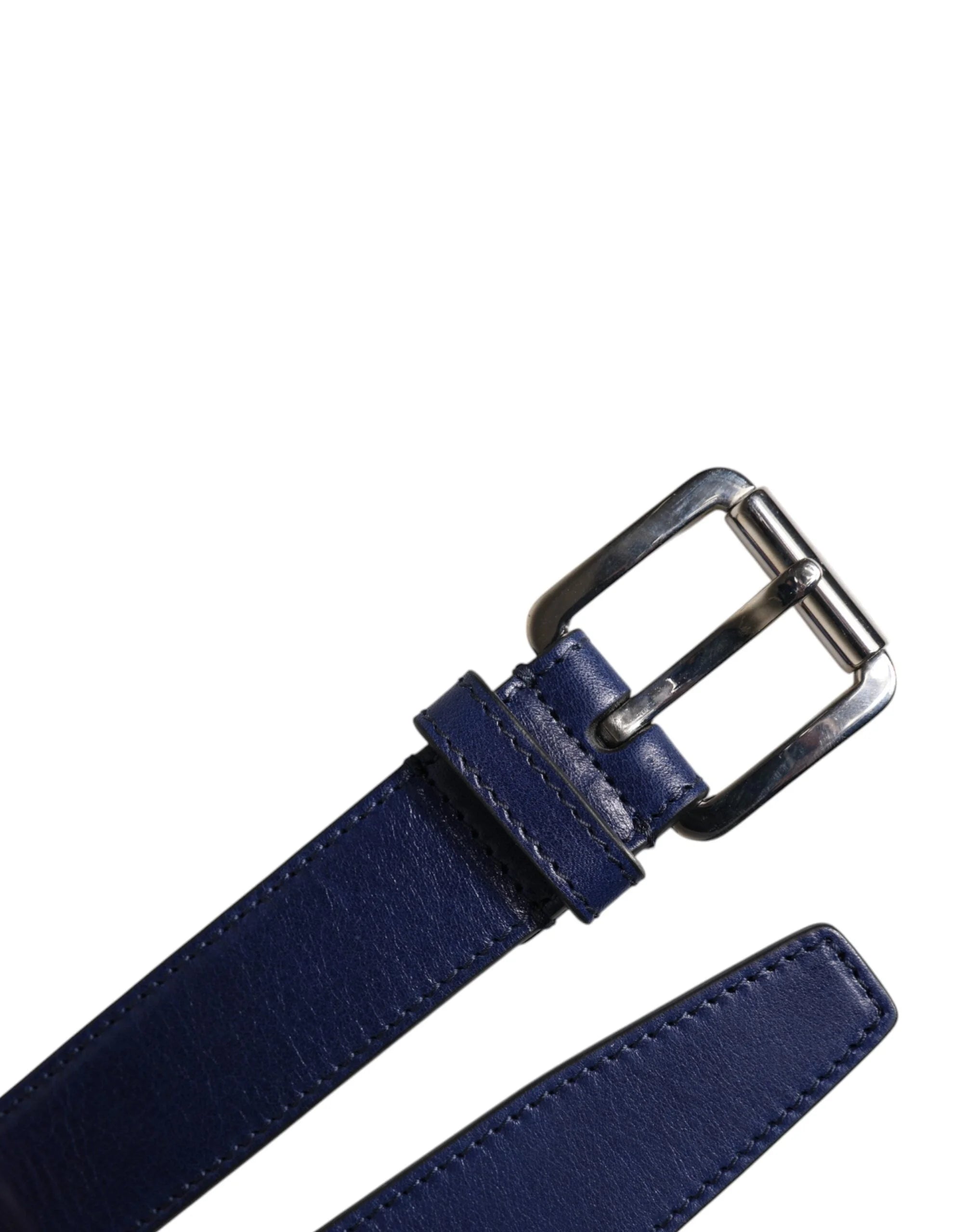Dolce & Gabbana Blue Cotton Leather Printed Metal Buckle Belt - Belts