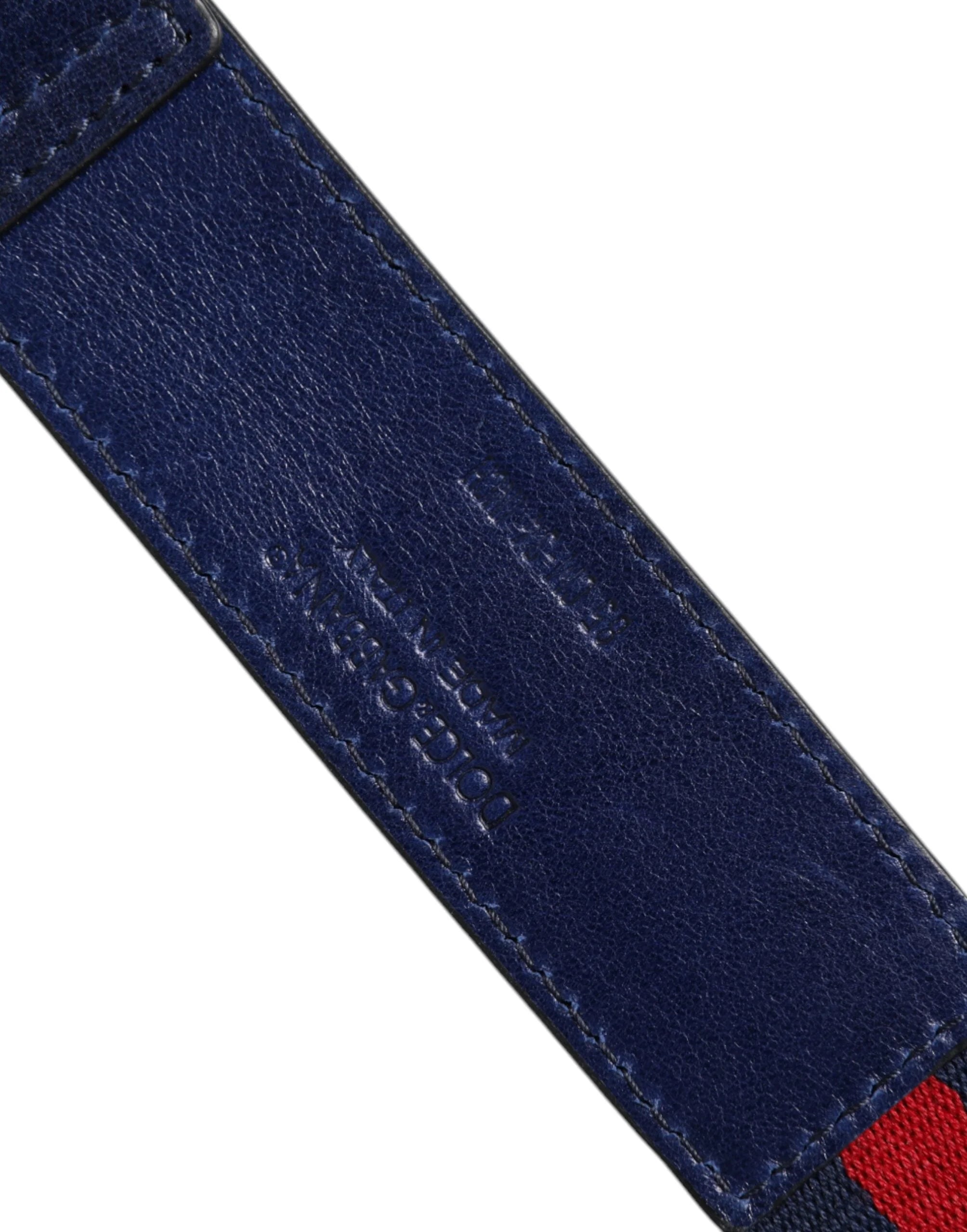 Dolce & Gabbana Blue Cotton Leather Printed Metal Buckle Belt - Belts