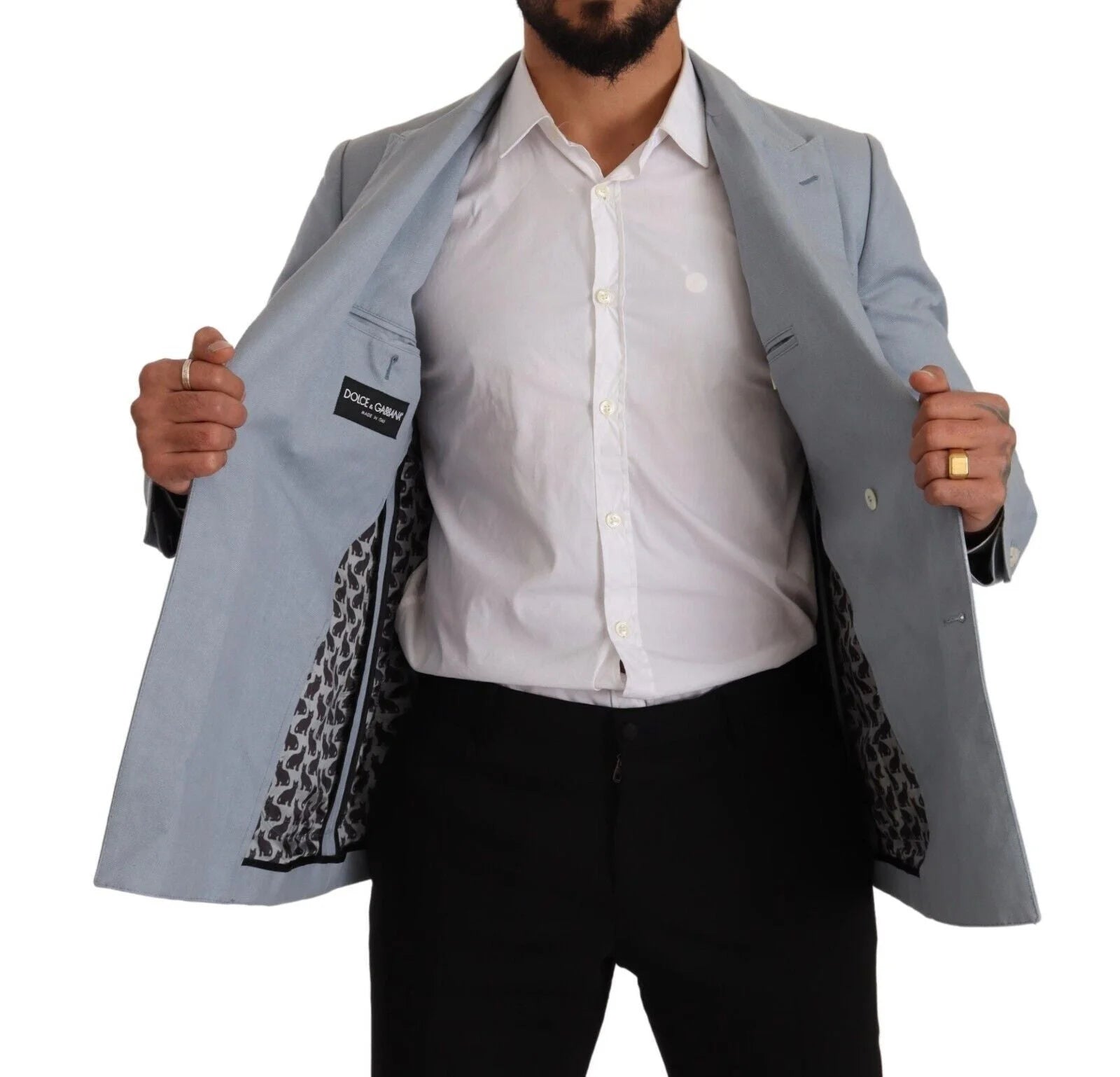 Dolce & Gabbana Blue Cotton Linen Slim Fit Jacket Coat Blazer - IT50 | L - Sport Jackets