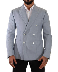 Dolce & Gabbana Blue Cotton Linen Slim Fit Jacket Coat Blazer - IT50 | L - Sport Jackets