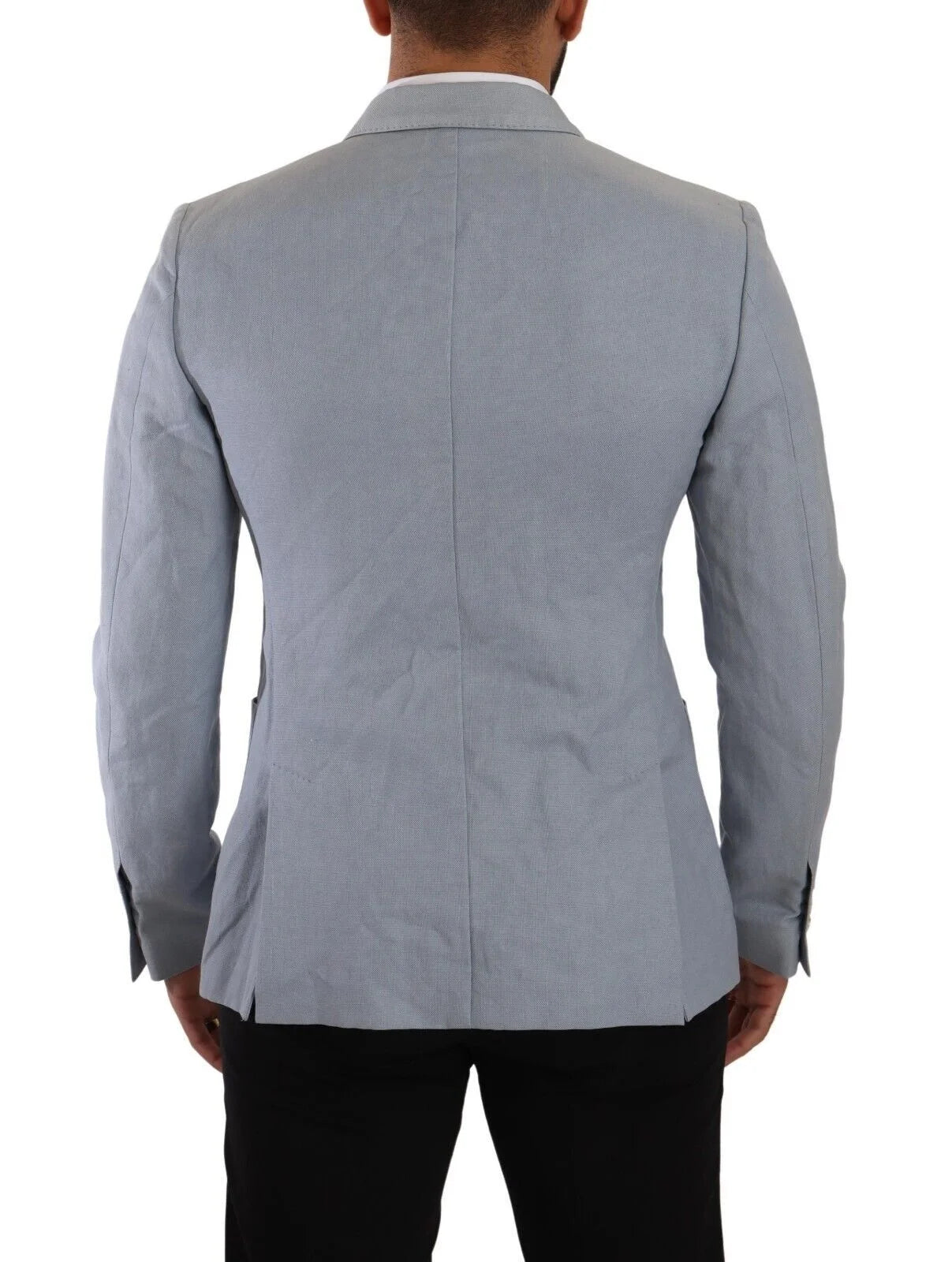 Dolce & Gabbana Blue Cotton Linen Slim Fit Jacket Coat Blazer - IT50 | L - Sport Jackets