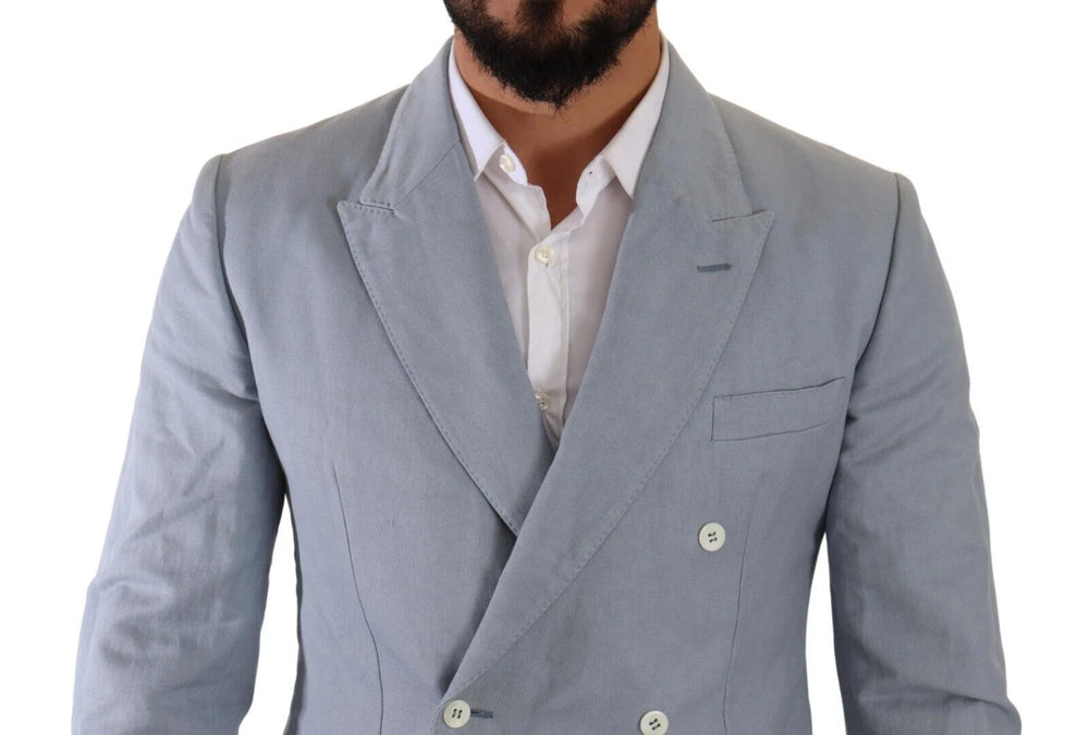 Dolce & Gabbana Blue Cotton Linen Slim Fit Jacket Coat Blazer - IT50 | L - Sport Jackets