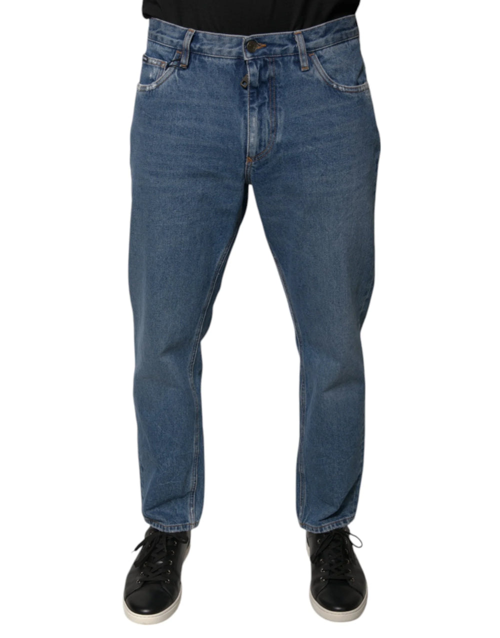 Dolce & Gabbana Blue Cotton Logo Men Loose Denim Jeans - IT48 | M - Jeans