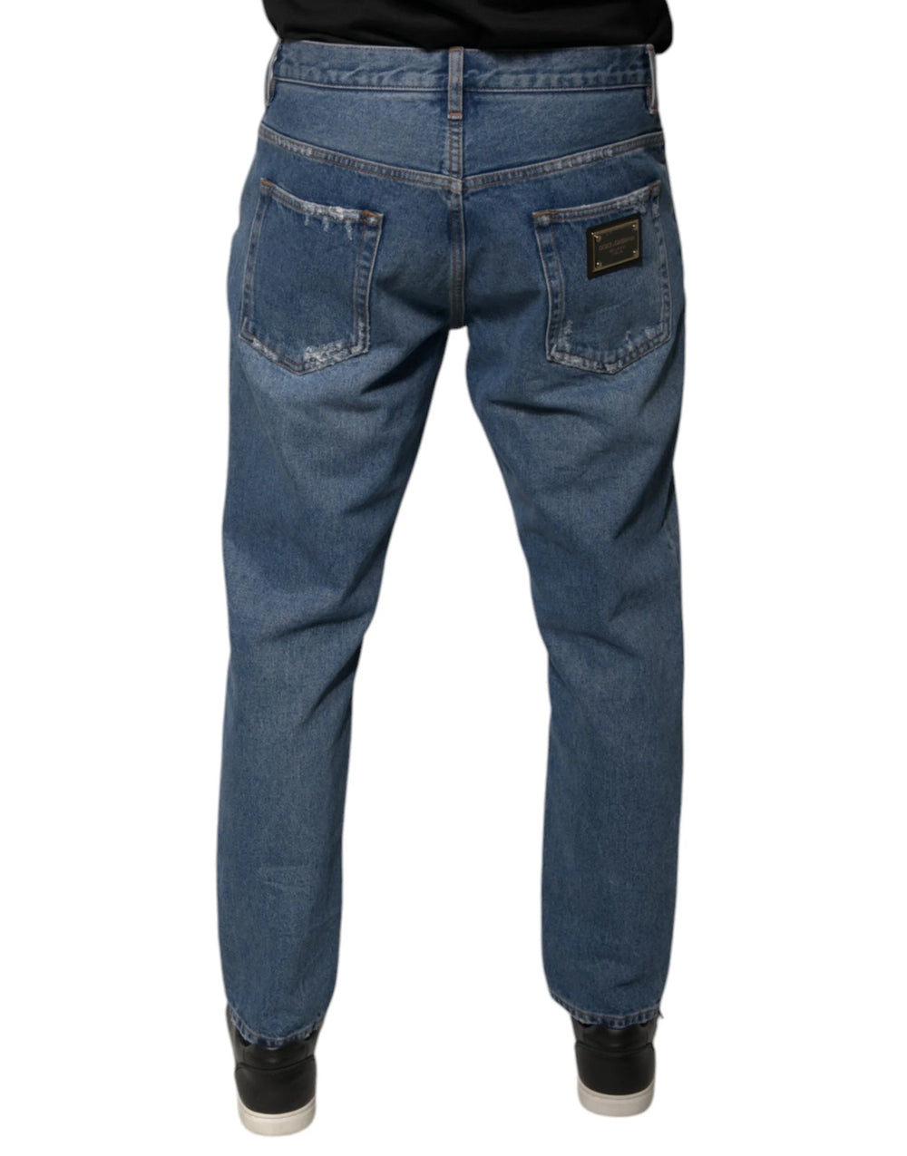 Dolce & Gabbana Blue Cotton Logo Men Loose Denim Jeans - IT48 | M - Jeans