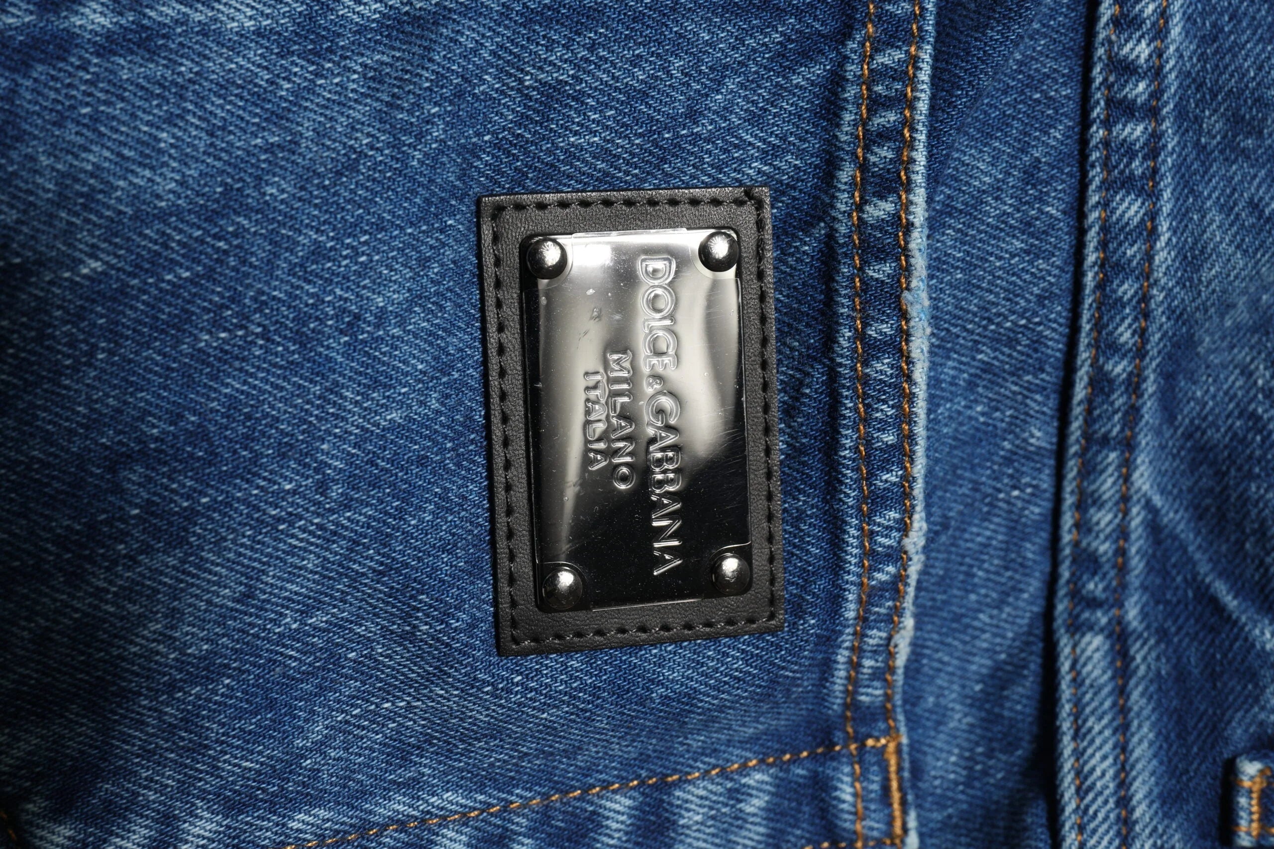 Dolce & Gabbana Blue Cotton Logo Plaque Denim Jeans - IT44 | XS - Jeans