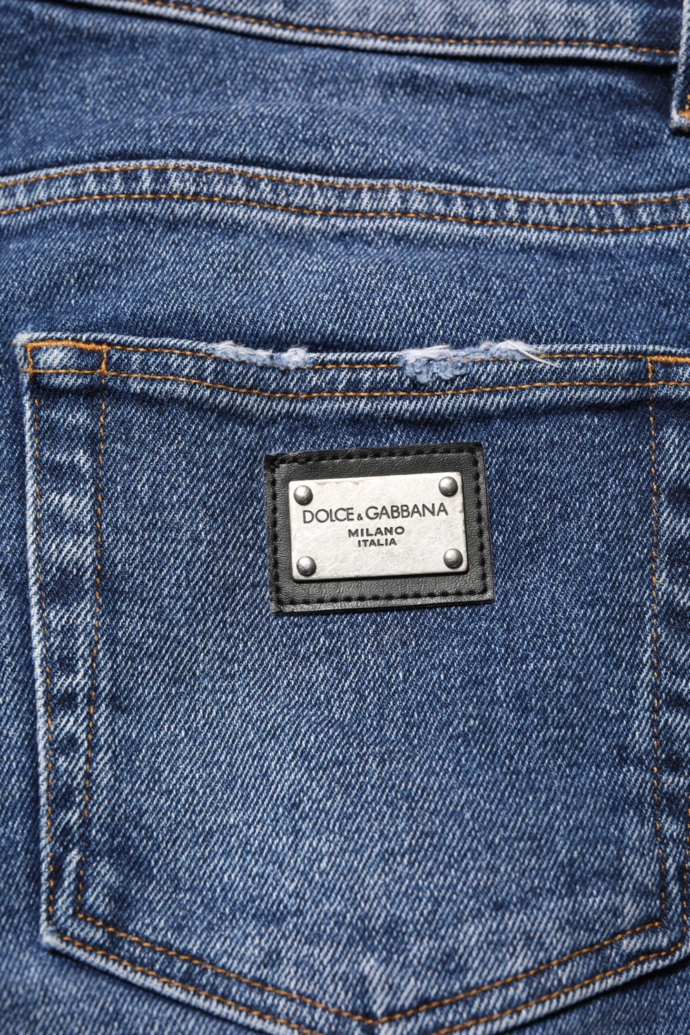 Dolce & Gabbana Blue Cotton Logo Plaque Skinny Men Denim Jeans - IT46 | S - Jeans