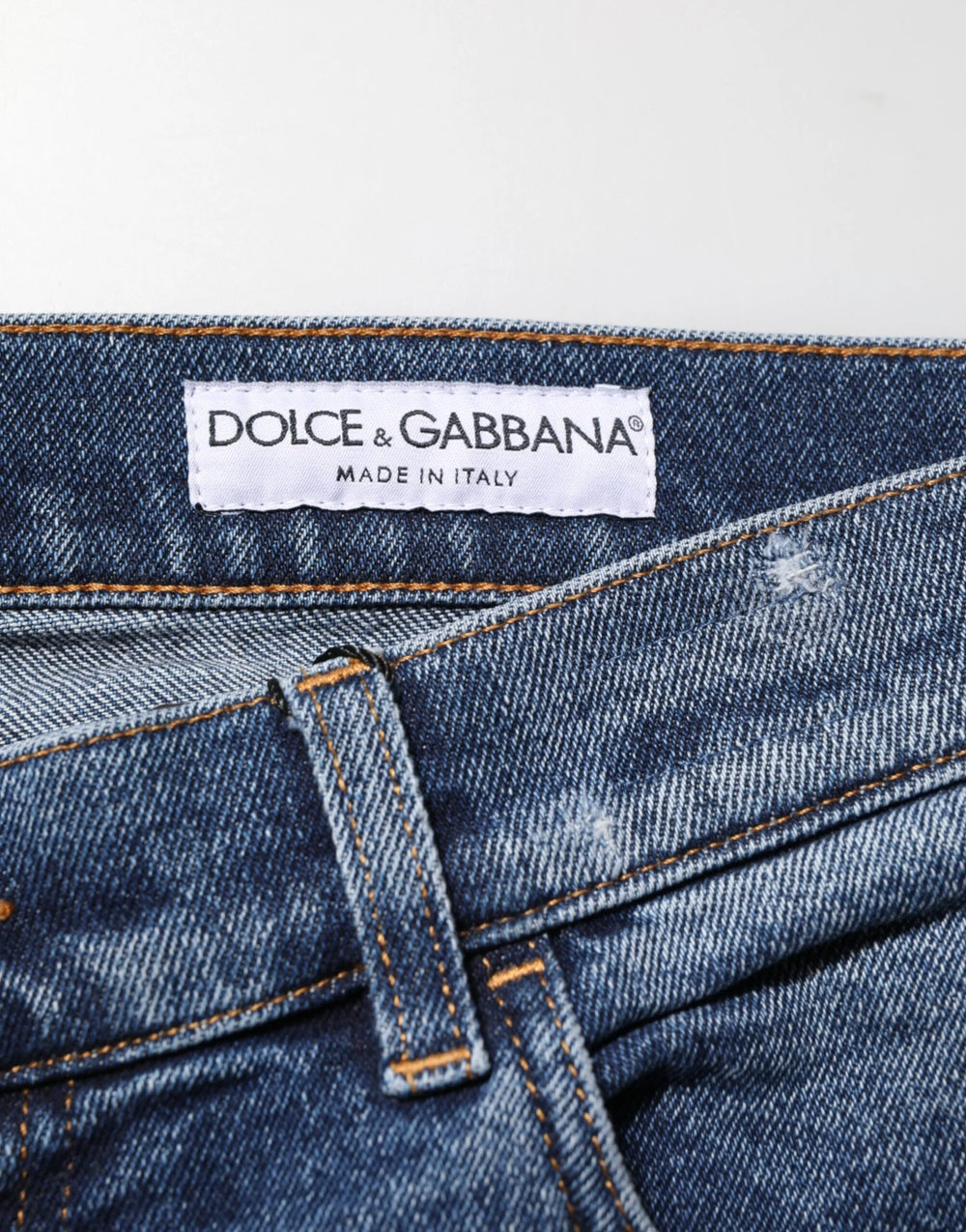Dolce & Gabbana Blue Cotton Logo Plaque Skinny Men Denim Jeans - IT48 | M - Jeans