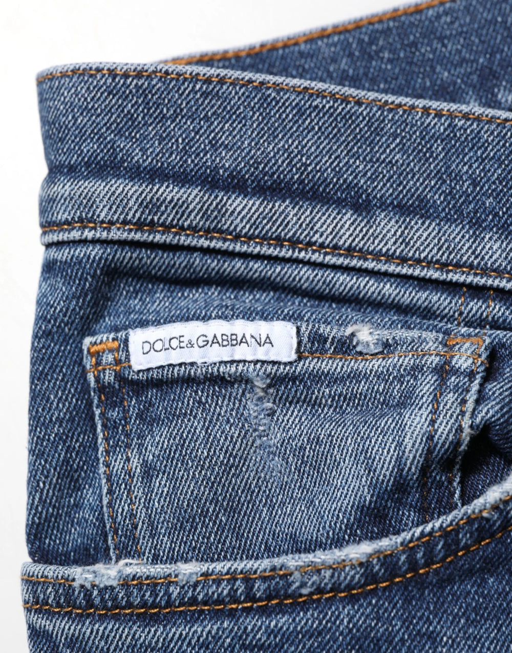Dolce & Gabbana Blue Cotton Logo Plaque Skinny Men Denim Jeans - IT48 | M - Jeans