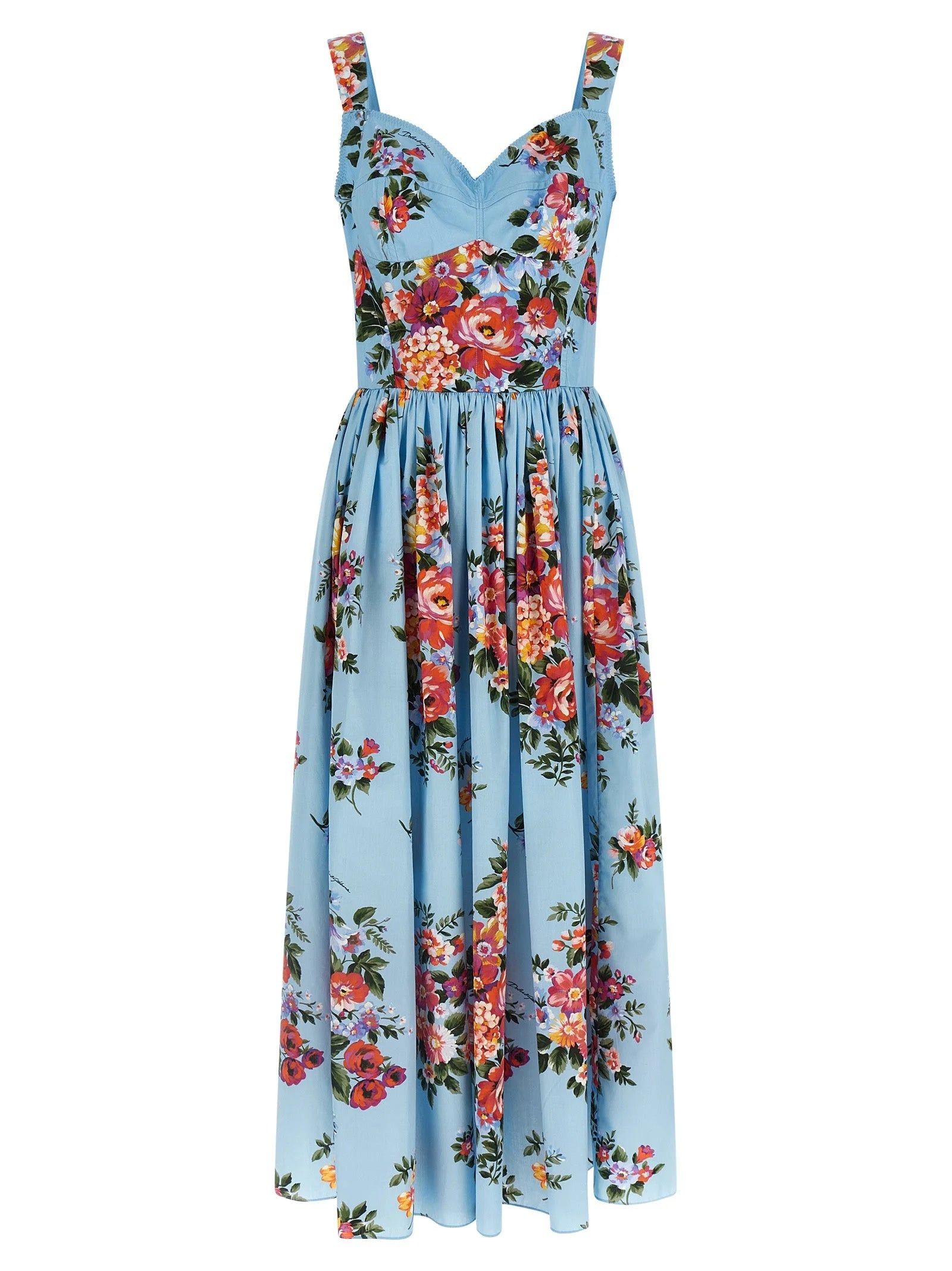 Dolce & Gabbana Blue Cotton Long Dress