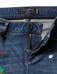 Dolce & Gabbana Blue Cotton Low Waist Skinny Denim Jeans - IT36|XXS