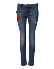 Dolce & Gabbana Blue Cotton Low Waist Skinny Denim Jeans - IT36|XXS