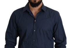 Dolce & Gabbana Blue Cotton MARTINI Slim Fit Dress Shirt - IT39 | S - Shirts