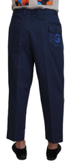 Dolce & Gabbana Blue Cotton Men Cropped Pants - IT60 | 3XL - Trousers