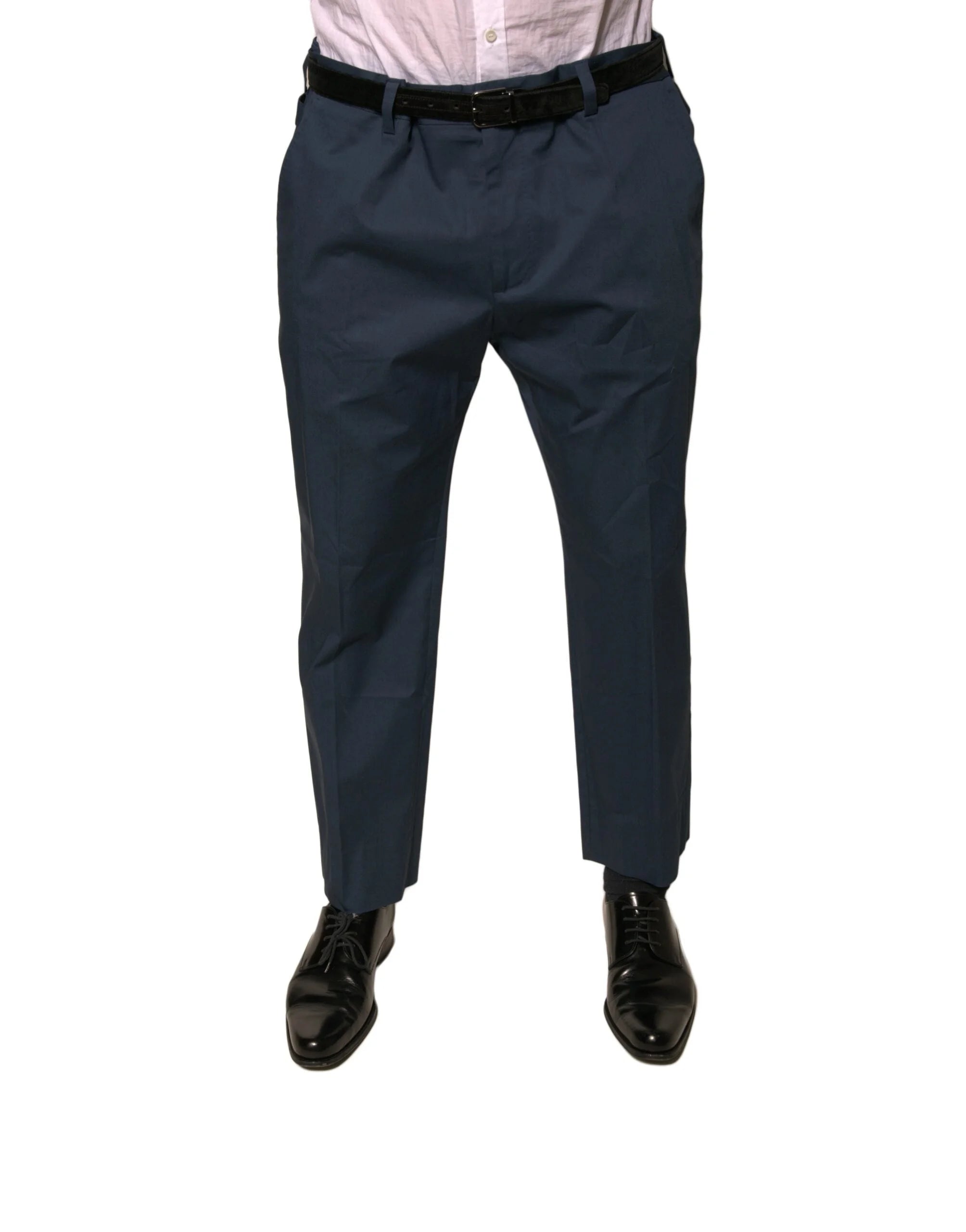 Dolce & Gabbana Blue Cotton Men Skinny Dress Pants - IT56 | XXL - Trousers