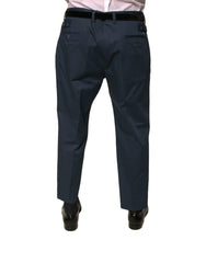 Dolce & Gabbana Blue Cotton Men Skinny Dress Pants - IT56 | XXL - Trousers