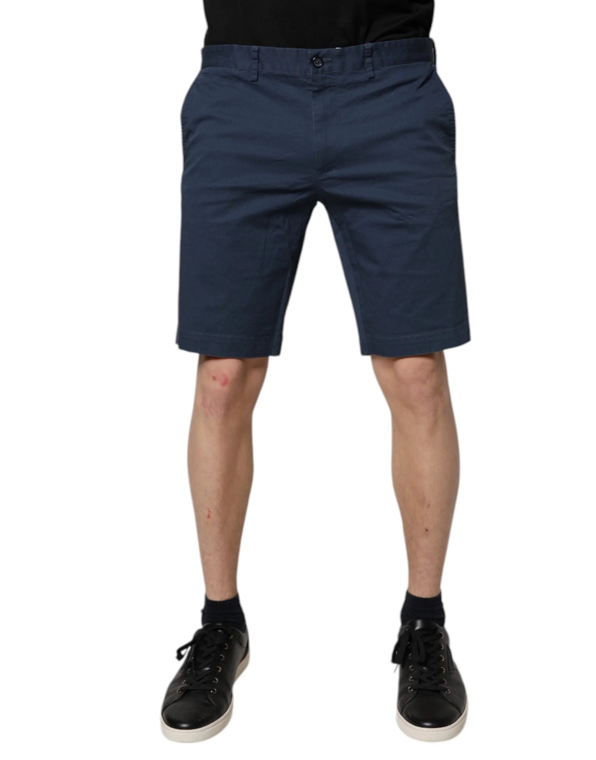 Dolce & Gabbana Blue Cotton Mid Waist Men Bermuda Shorts - IT54 | XL - Bermudas