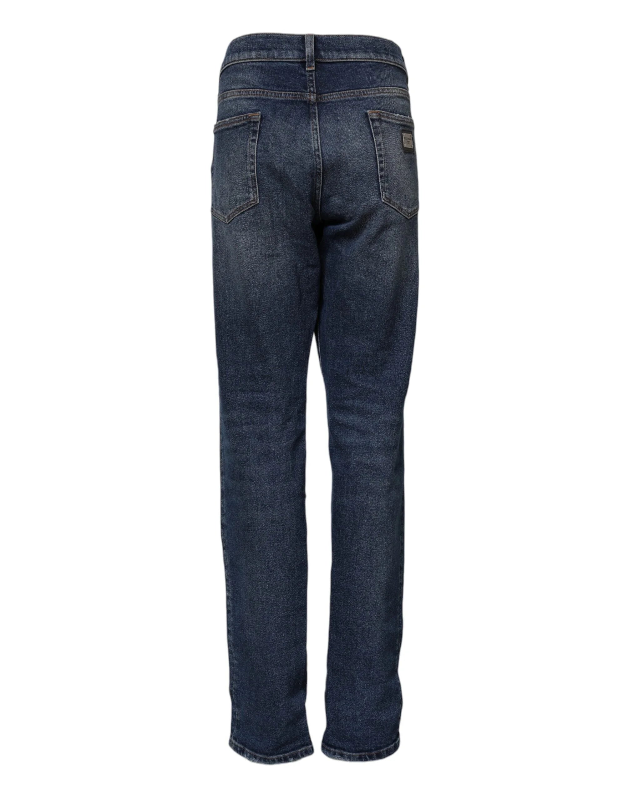 Dolce & Gabbana Blue Cotton Mid Waisted Straight Denim Jeans - IT56 | XXL - Jeans