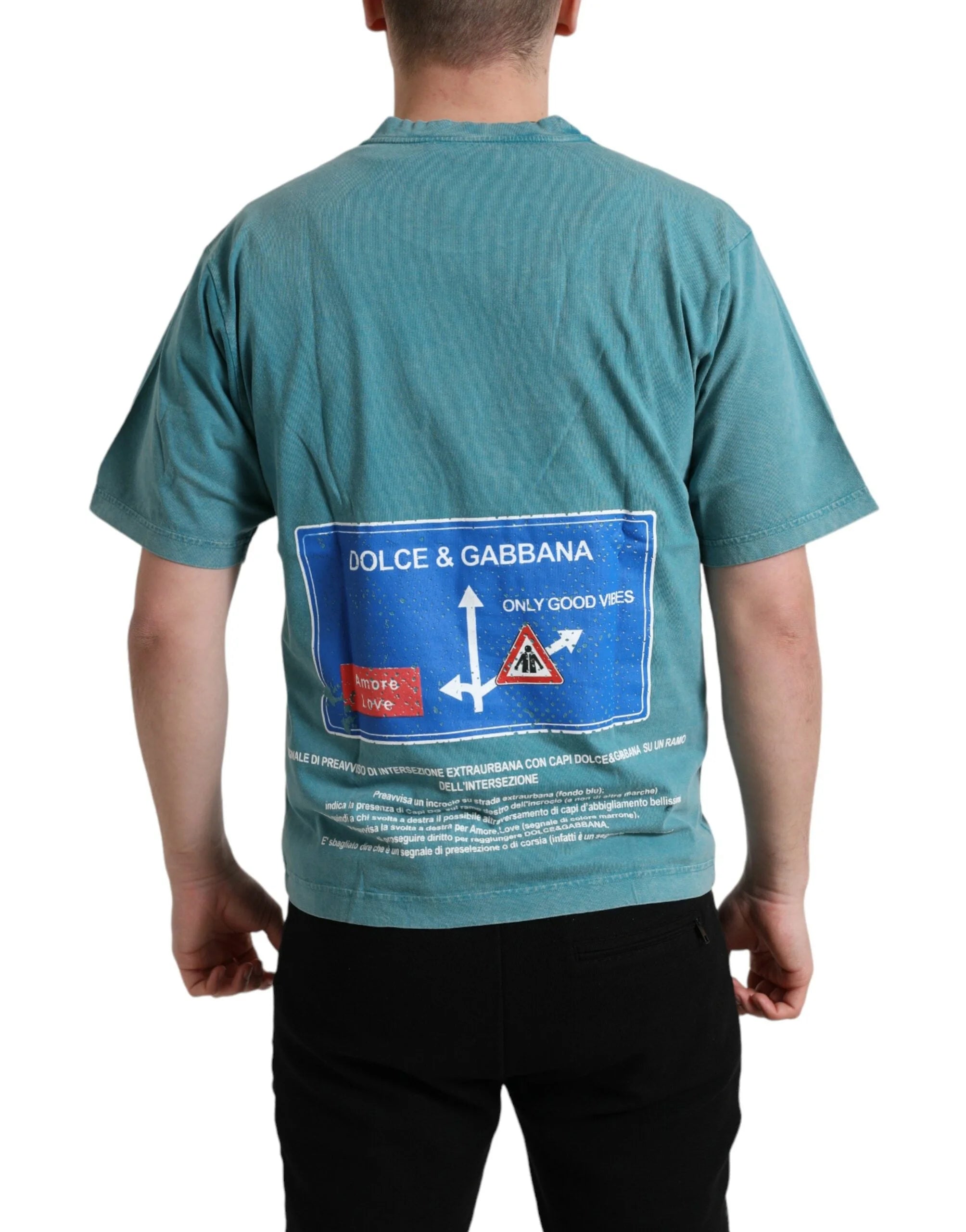 Dolce & Gabbana Blue Cotton Milano Street Round Neck T-shirt - T-Shirts