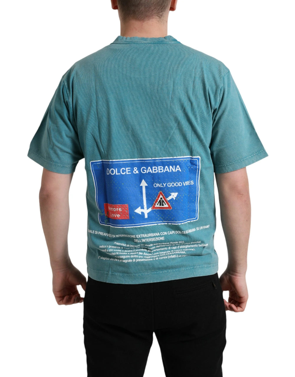 Dolce & Gabbana Blue Cotton Milano Street Round Neck T-shirt - T-Shirts