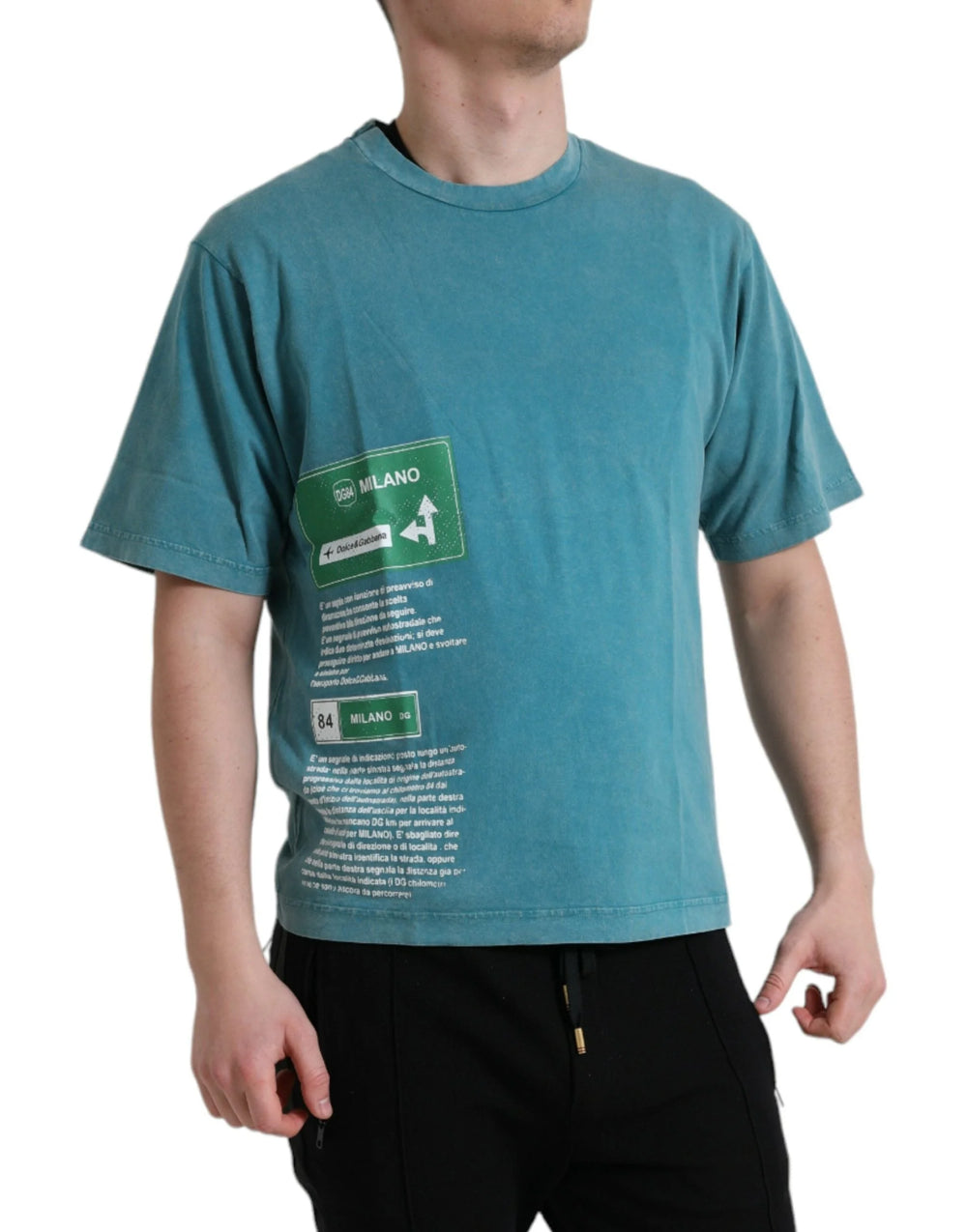 Dolce & Gabbana Blue Cotton Milano Street Round Neck T-shirt - T-Shirts