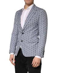 Dolce & Gabbana Blue Cotton Patterned Single Breasted Blazer - IT46 | S