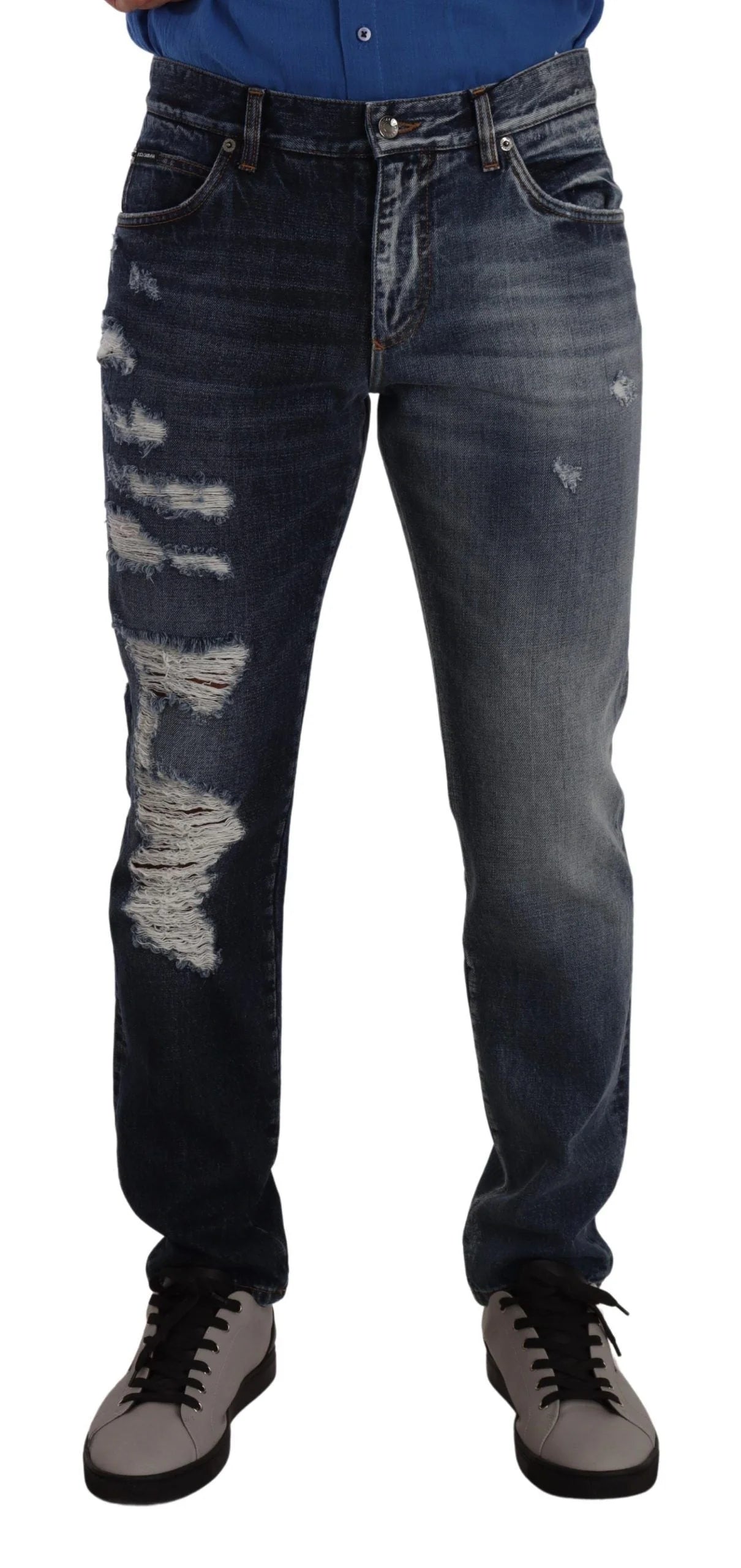 Dolce & Gabbana Blue Cotton Regular Denim Trousers Jeans - IT48 | M - Jeans