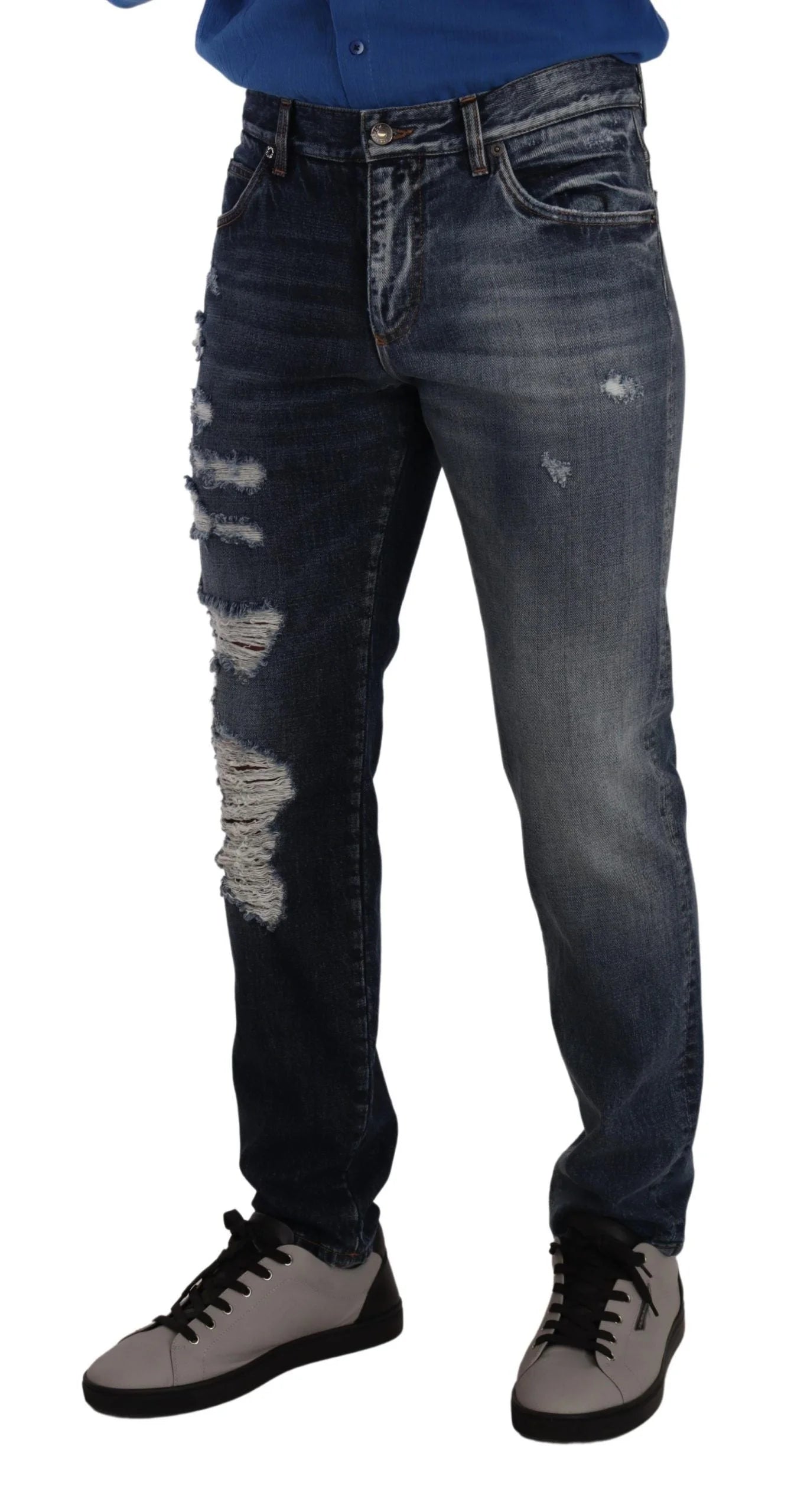 Dolce & Gabbana Blue Cotton Regular Denim Trousers Jeans - IT48 | M - Jeans