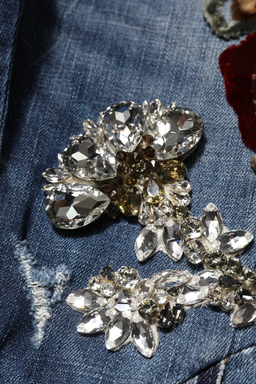 Dolce & Gabbana Blue Cotton Rhinestone Embellish Denim Jeans - IT44 | XS - Jeans