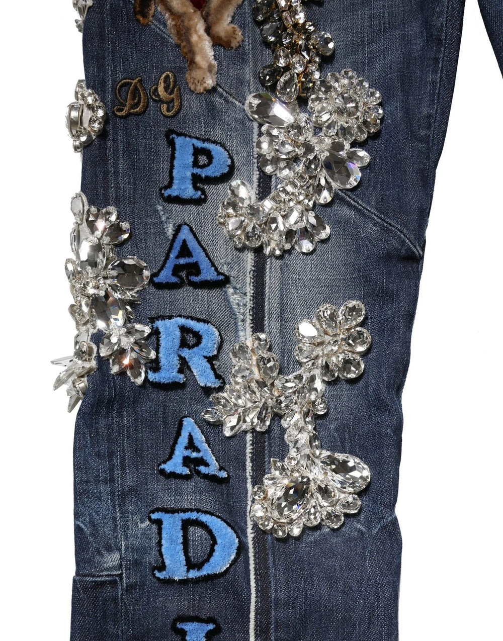 Dolce & Gabbana Blue Cotton Rhinestone Embellish Denim Jeans - IT44 | XS - Jeans